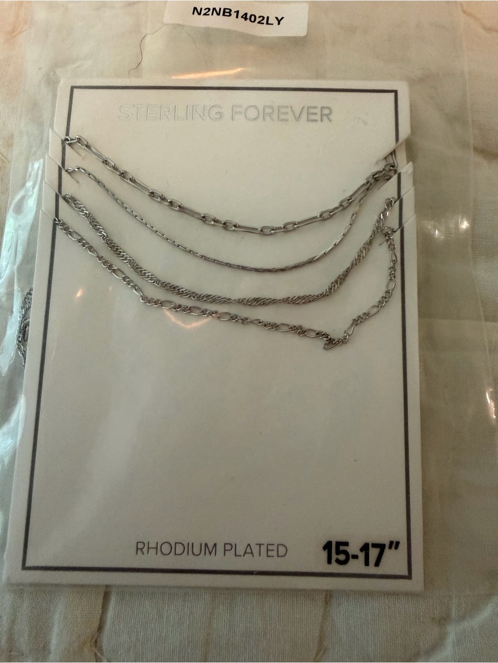 Rhodium-Plated Silver Multi-Chain Necklace (15-17")
